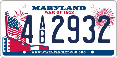 MD license plate 4AB2932