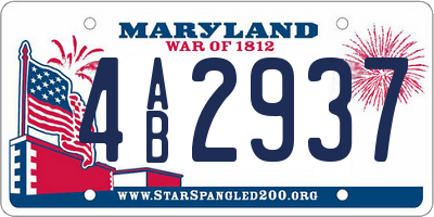 MD license plate 4AB2937