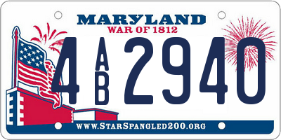 MD license plate 4AB2940