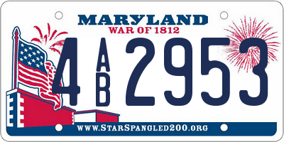 MD license plate 4AB2953