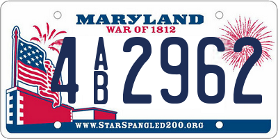 MD license plate 4AB2962