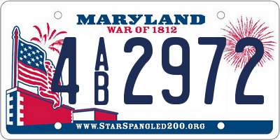 MD license plate 4AB2972