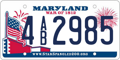 MD license plate 4AB2985