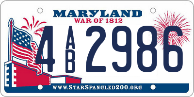 MD license plate 4AB2986