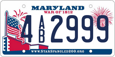 MD license plate 4AB2999