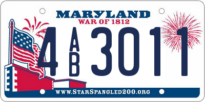 MD license plate 4AB3011