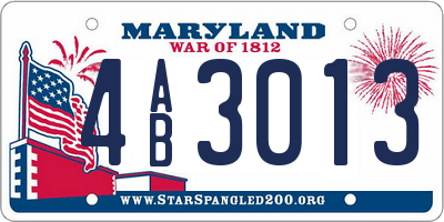 MD license plate 4AB3013