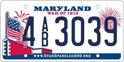 MD license plate 4AB3039