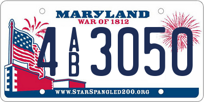 MD license plate 4AB3050