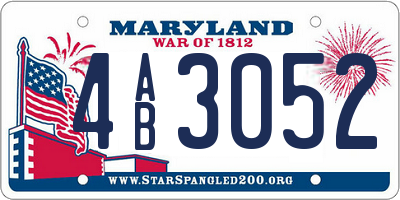 MD license plate 4AB3052