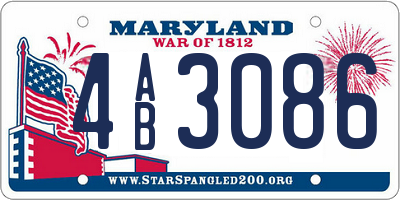 MD license plate 4AB3086