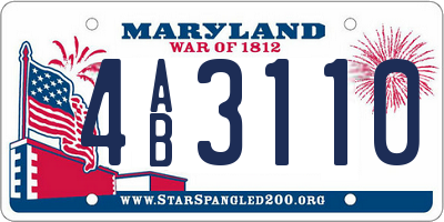 MD license plate 4AB3110