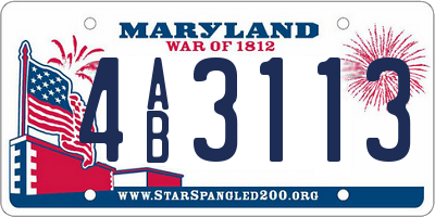 MD license plate 4AB3113