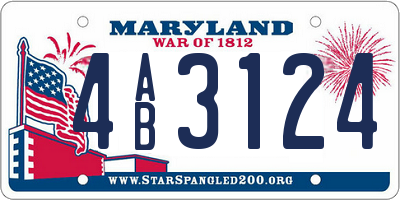 MD license plate 4AB3124