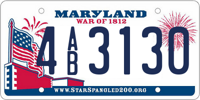 MD license plate 4AB3130