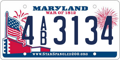 MD license plate 4AB3134