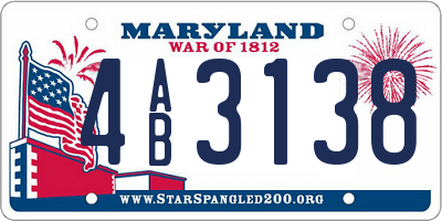 MD license plate 4AB3138