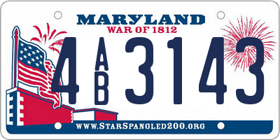 MD license plate 4AB3143