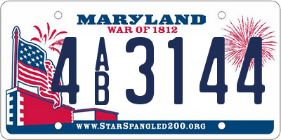 MD license plate 4AB3144
