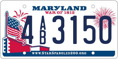 MD license plate 4AB3150