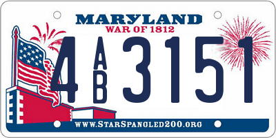 MD license plate 4AB3151