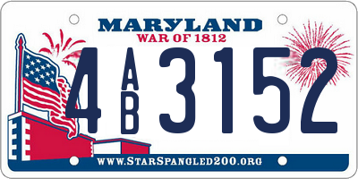 MD license plate 4AB3152