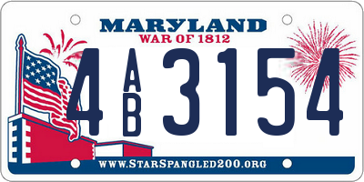 MD license plate 4AB3154