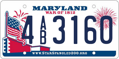 MD license plate 4AB3160