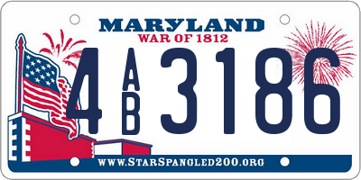 MD license plate 4AB3186
