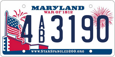 MD license plate 4AB3190