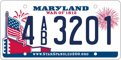 MD license plate 4AB3201