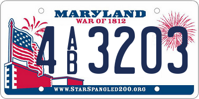 MD license plate 4AB3203