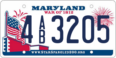 MD license plate 4AB3205