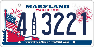 MD license plate 4AB3221