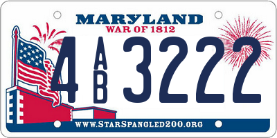 MD license plate 4AB3222
