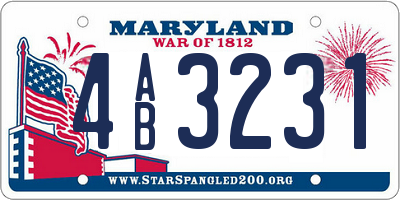 MD license plate 4AB3231