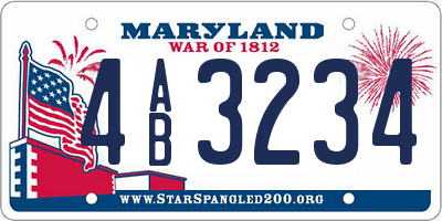 MD license plate 4AB3234