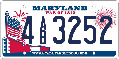 MD license plate 4AB3252
