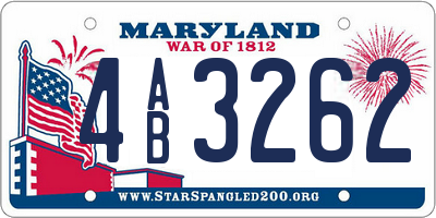 MD license plate 4AB3262
