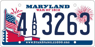 MD license plate 4AB3263