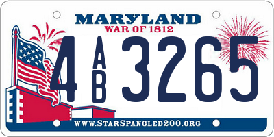 MD license plate 4AB3265