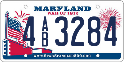 MD license plate 4AB3284