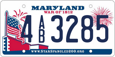 MD license plate 4AB3285
