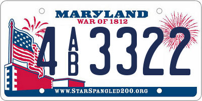 MD license plate 4AB3322