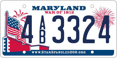 MD license plate 4AB3324