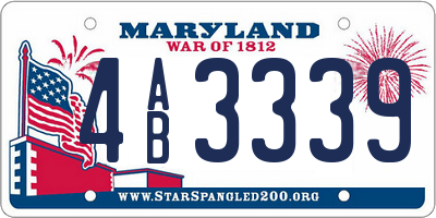 MD license plate 4AB3339