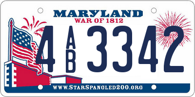 MD license plate 4AB3342