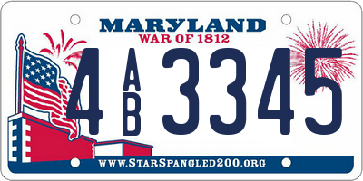 MD license plate 4AB3345
