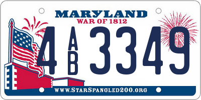 MD license plate 4AB3349