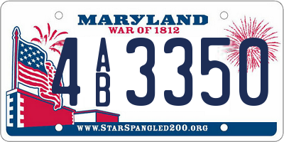MD license plate 4AB3350